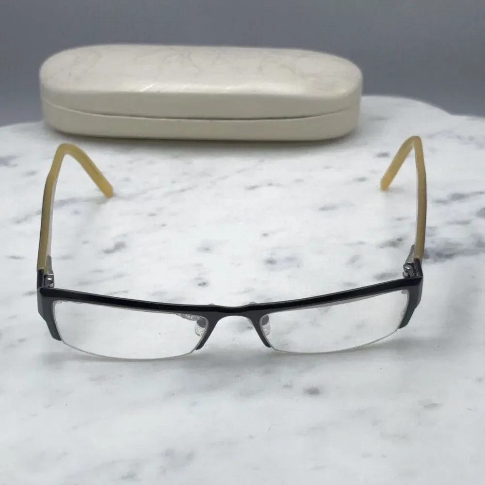 Guess GU 1416 BLK Black Half Rim Rectangle Eyeglasses Frames Only 51-17-135 RARE